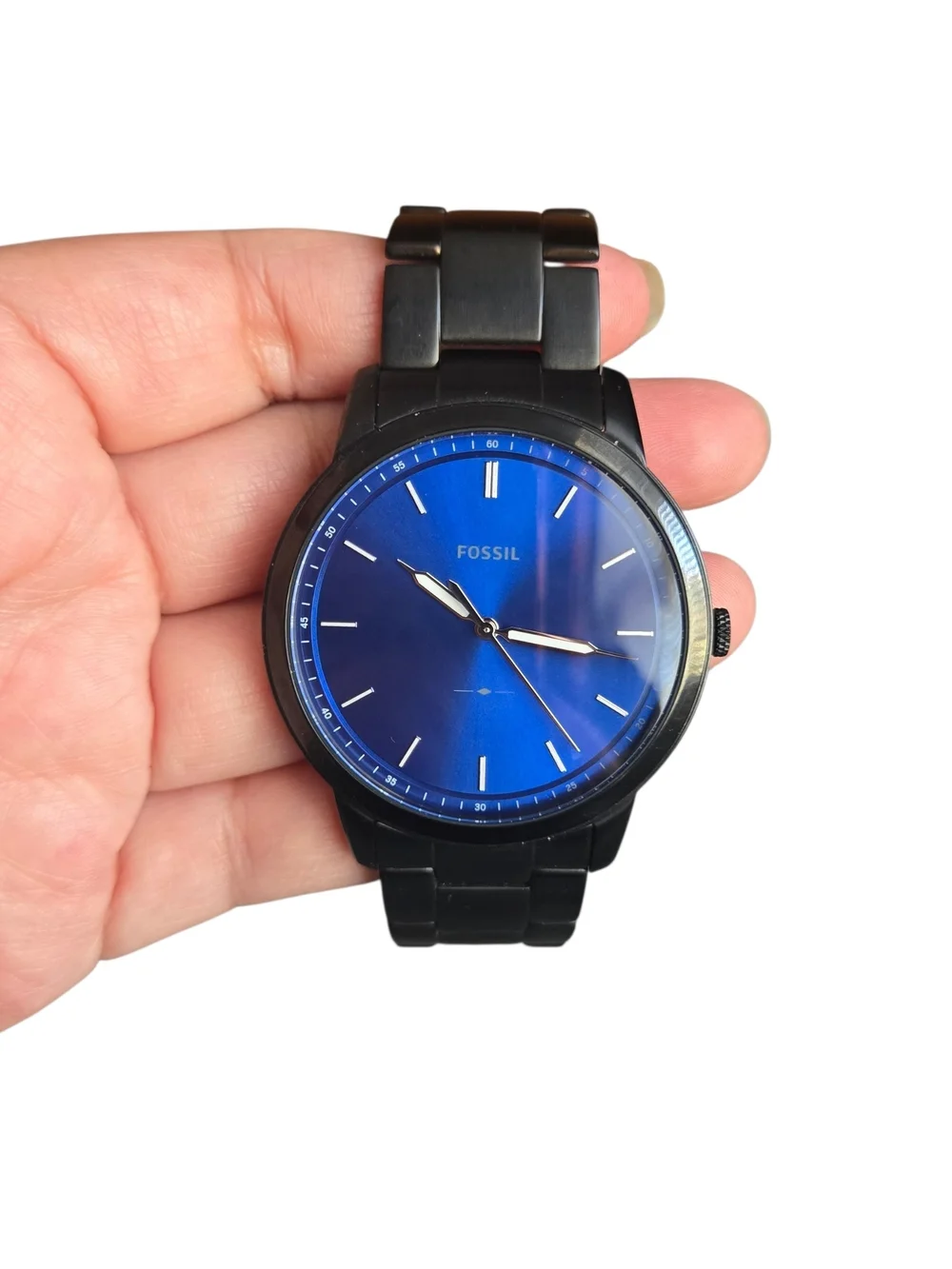 Fossil Men's Black Stainless Steel Watch with Blue Dial - Picture 2 of 7